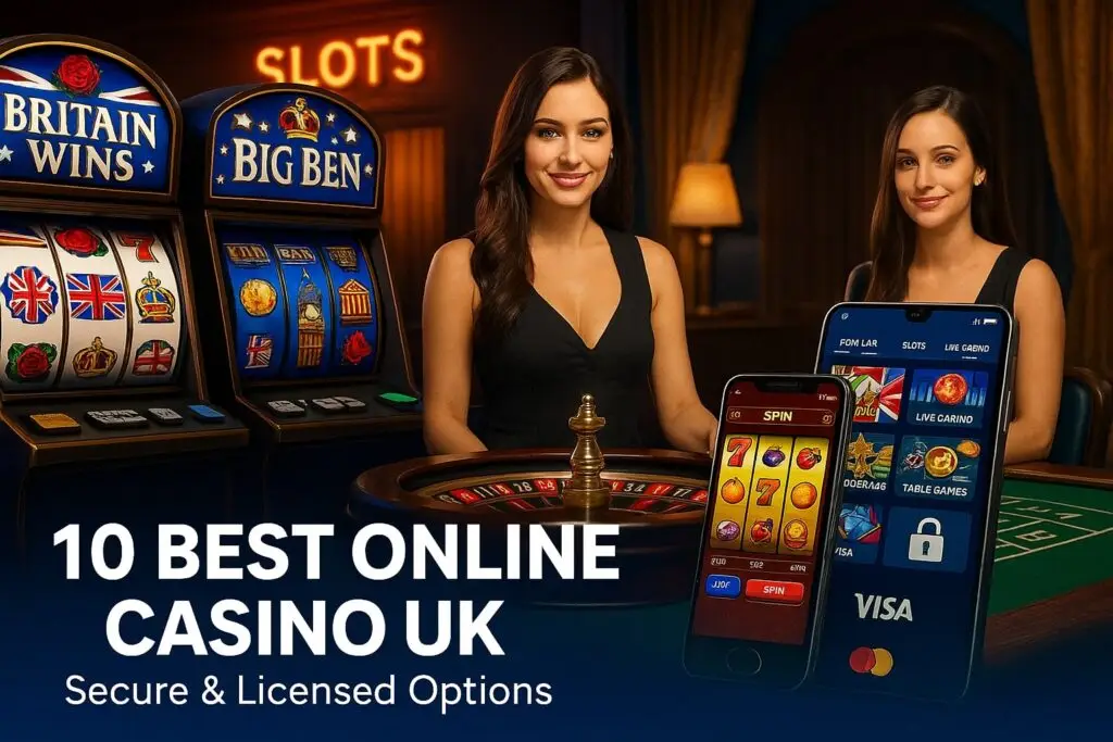 10 best online casino UK platforms with British-themed slots, live dealer games, mobile apps, and secure payment methods for licensed gambling in 2026.
