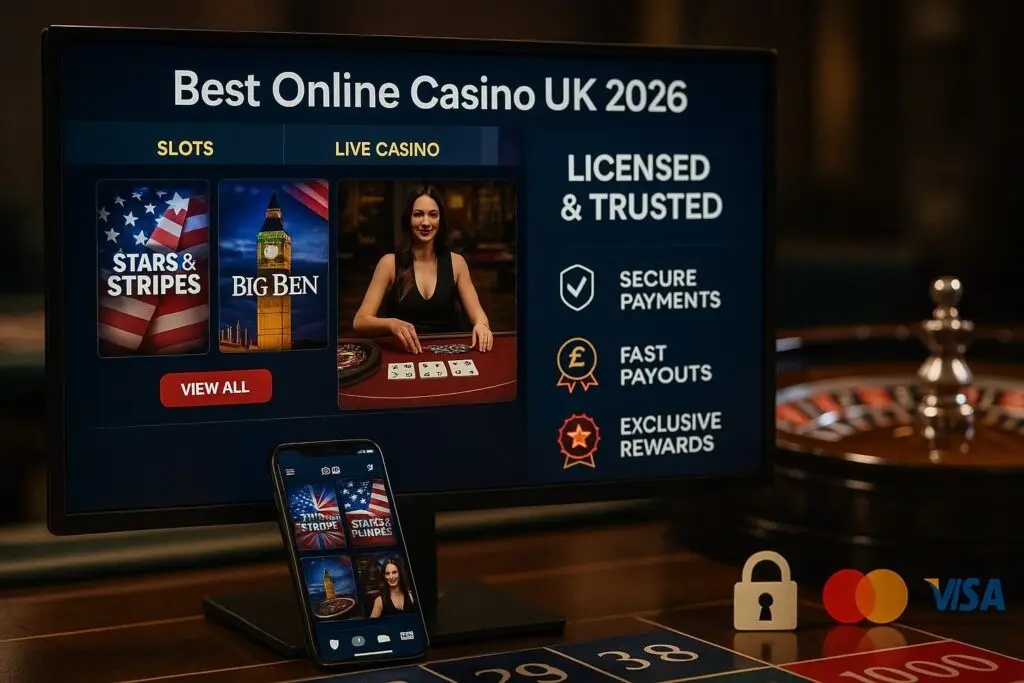 Best online casino UK 2026 with British-themed slots, live dealers, secure payments, and mobile play for licensed and trusted UK gambling.
